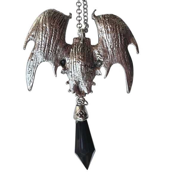 Witchy Gothic Bat Necklace Vampire Red Crystal Pendant Halloween Cosplay - Picture 6 of 10